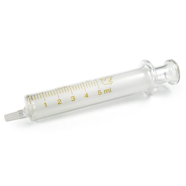 سرنگ شیشه ای ۵ سی سی کبوتری چینی تمام شیشه ای Glass Syringe, 5ml