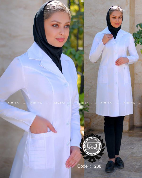 مدل نگین2 روپوش پزشکی زنانه مدل نگین | شیک، راحت و مناسب مطب