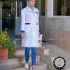 روپوش پزشکی زنانه مدل هدیه | خرجکار سرمه‌ای تیره، شیک و مناسب کلینیک