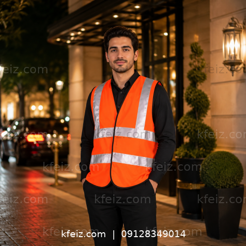جلیقه ایمنی شبرنگ دار رنگ نارنجی