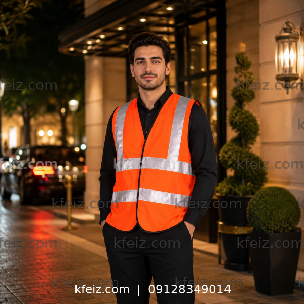 جلیقه ایمنی شبرنگ دار رنگ نارنجی