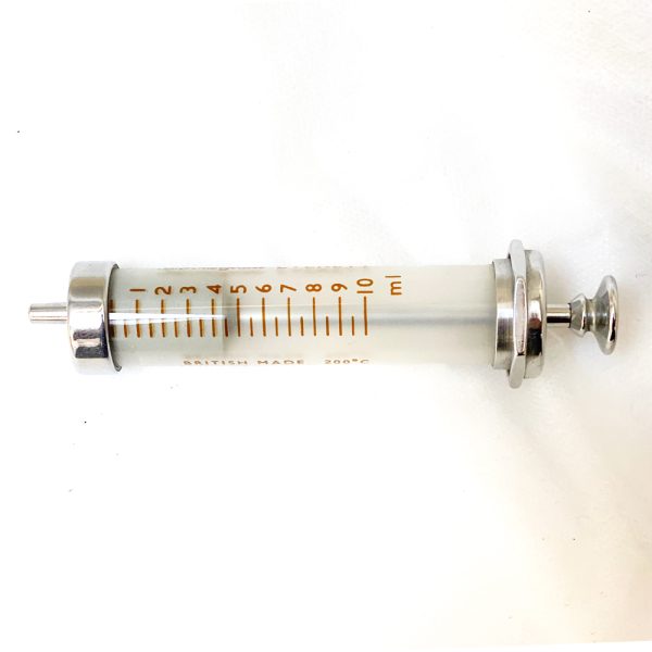 سرنگ سر فلزی پیستون فلزی 10 سی سی انگلیسی Glass Syringe Luer-Kegel 10ml