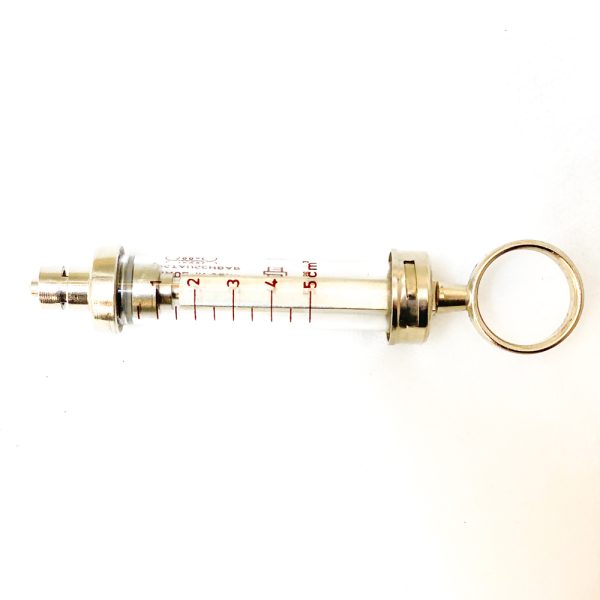 سرنگ شیشه ای لوئرلاک (قفل دار یک انگشتی) 5 سی سی آلمانی  Glass Syringe, Luer Lock 5ml