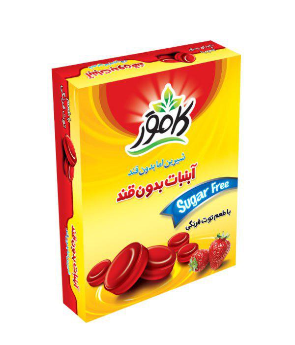 آبنبات بدون قند توت فرنگی کامور