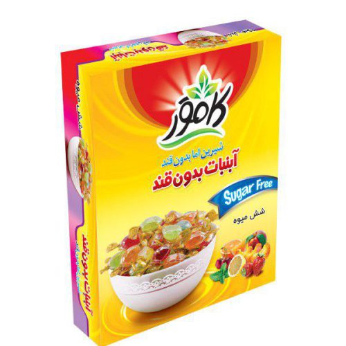 آبنبات بدون قند شش میوه کامور